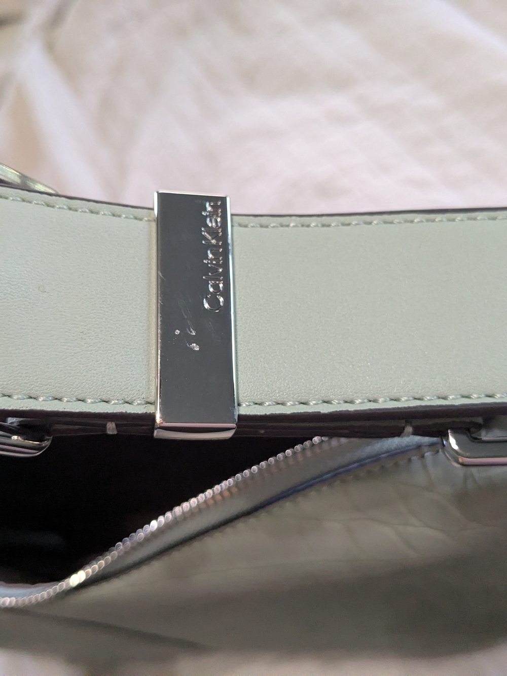 Calvin Klein Max Mint Croc-Embossed Shoulder Bag - Picture 7 of 7